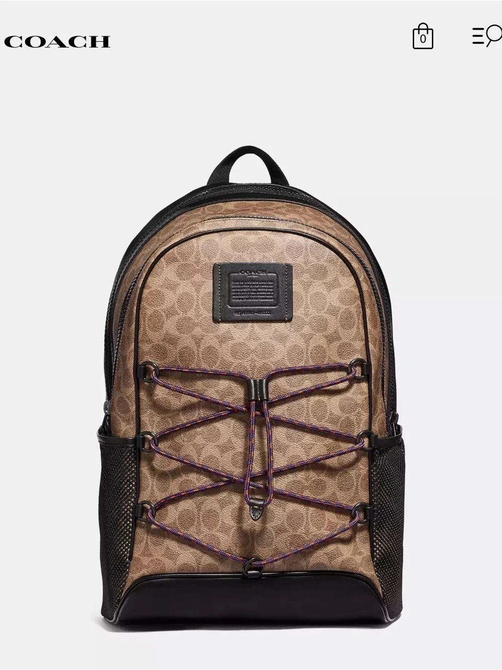 RARE~Coach academy large Signature Monogram Backpack with Black Trim